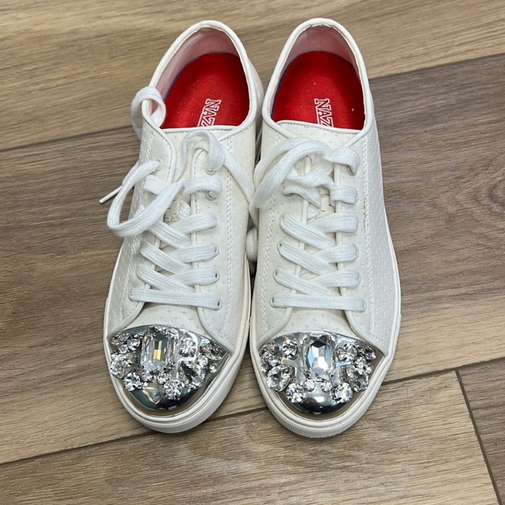 White sneakers embellished